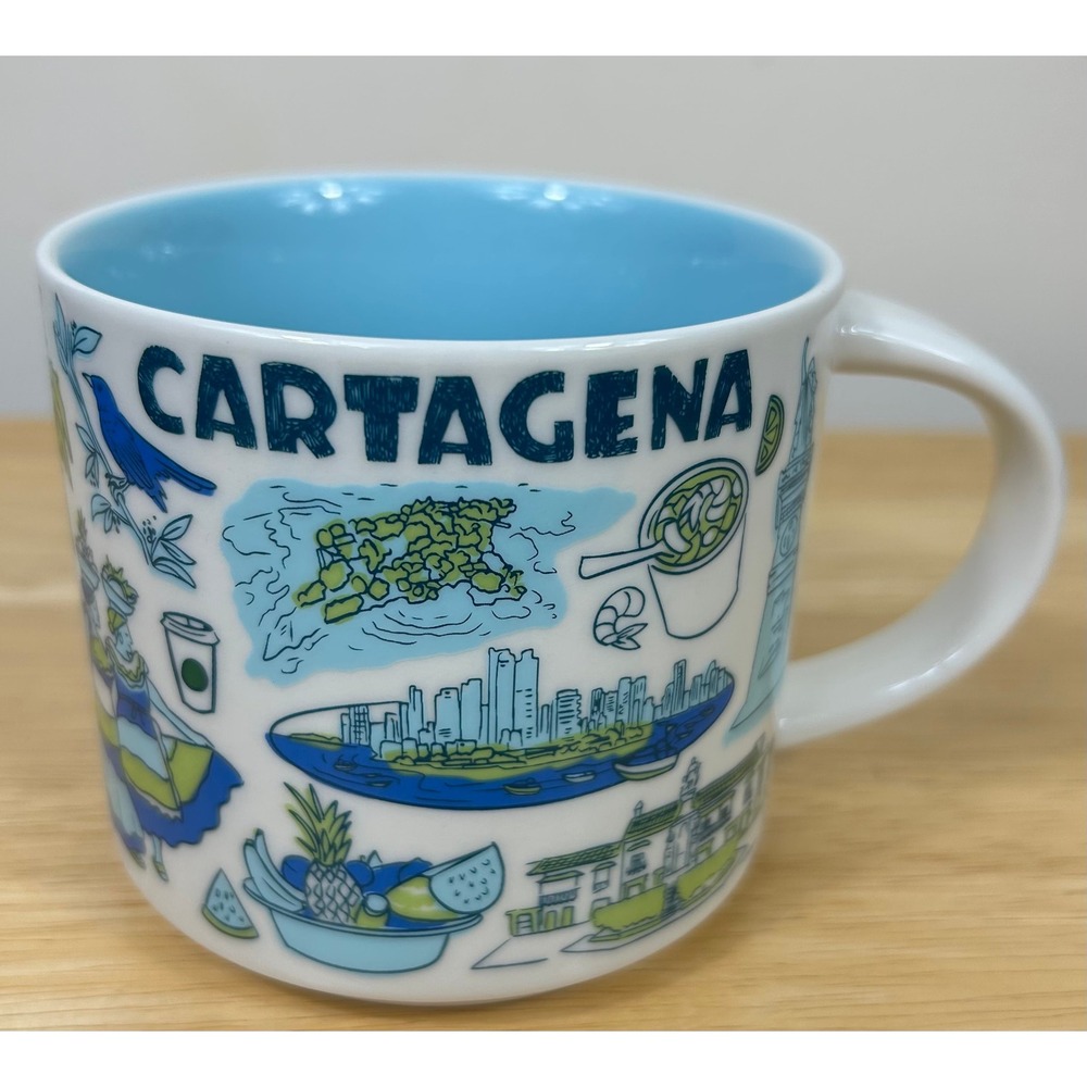 Starbucks Mug Cartagena Colombia Been There Series White Blue Ceramic NO BOX
